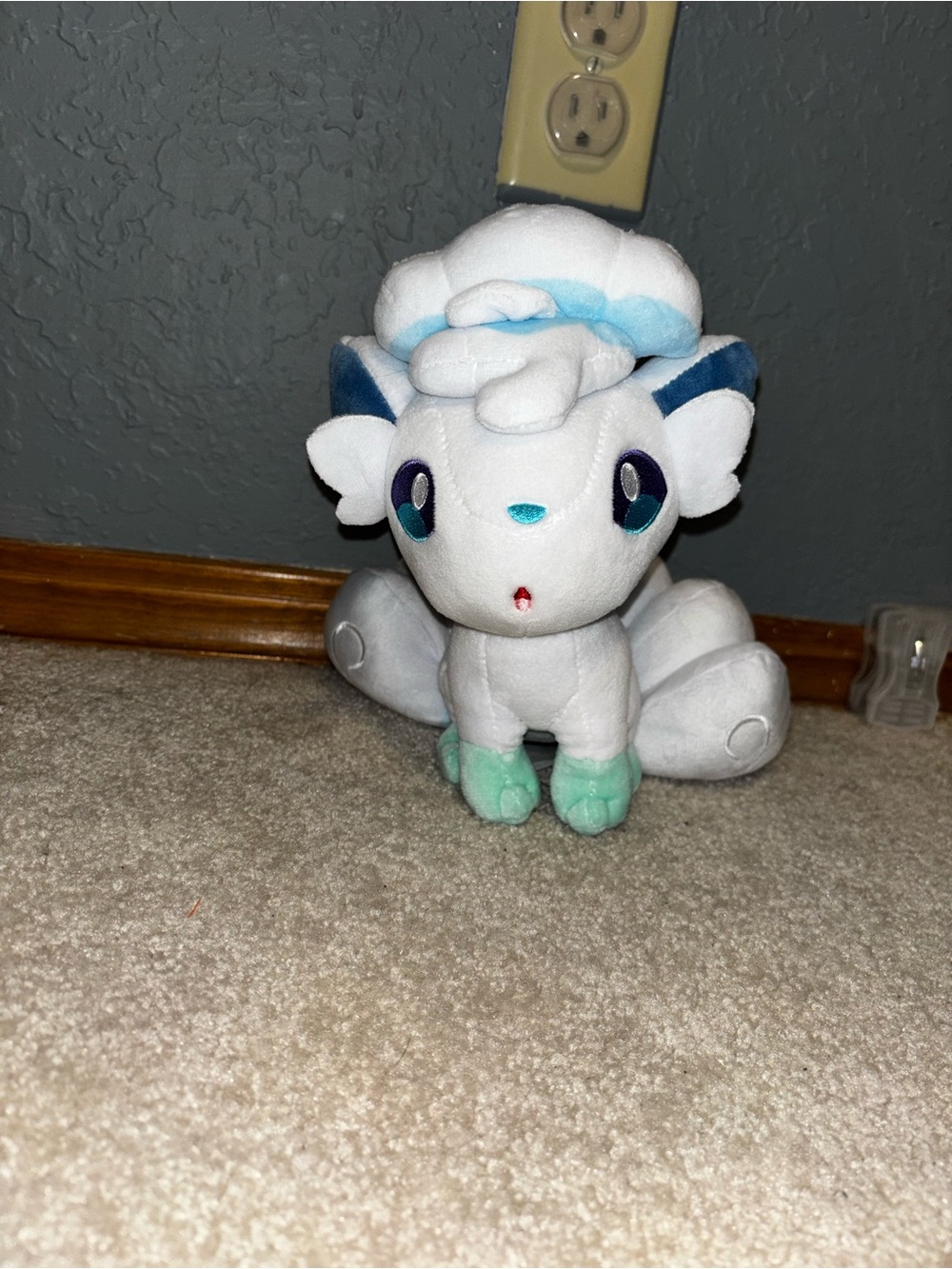 Pokemon Vulpix Alolan Plush - White, Light Blue, Teal Accents